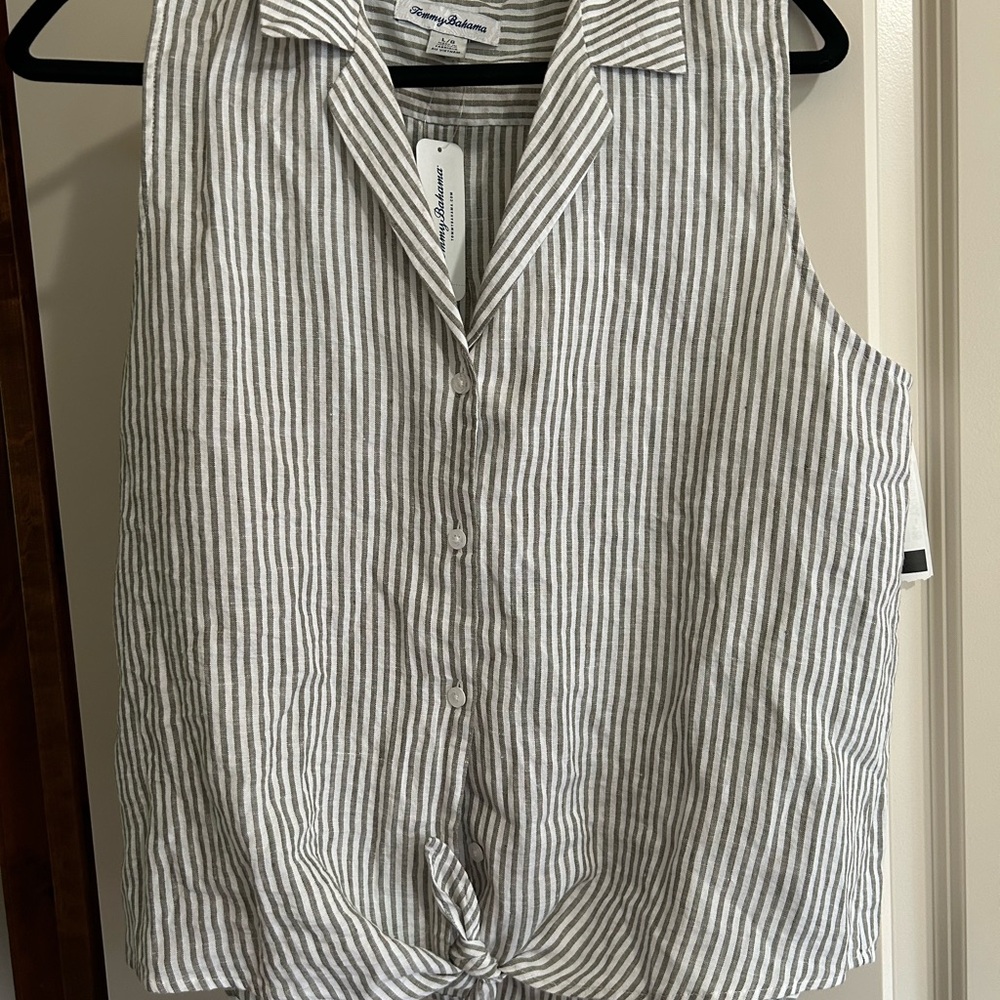 NWT Tommy Bahama striped collared tank top, peak New England chic